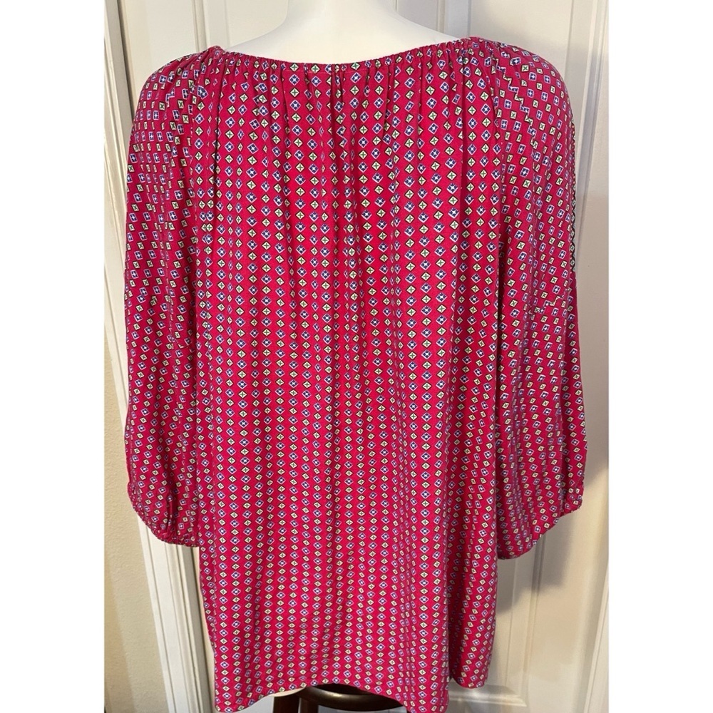 Great Northwest Indigo Blouse Tunic Boho Womens Size 1X Geo Pattern - Picture 5 of 6
